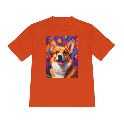 Pup Art Canvas Unisex Moisture Wicking Tee (Corgi)