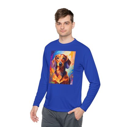 Pup Art Canvas Sport Long Sleeve Tee (Dachshund)