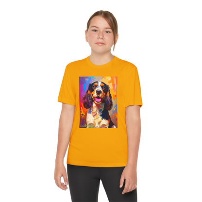 Pup Art Canvas - Kid's Sport Short Sleeve Tee (English Springer Spaniel)