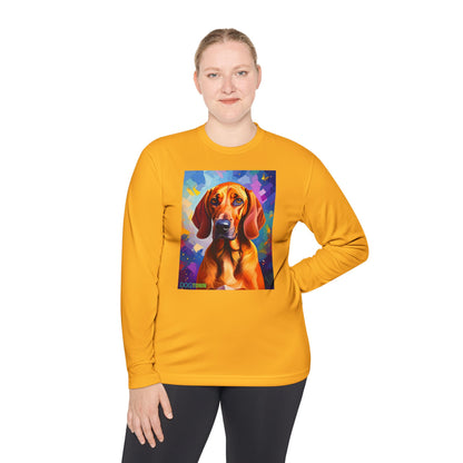 Pup Art Canvas Sport Long Sleeve Tee (Redbone Coonhound)