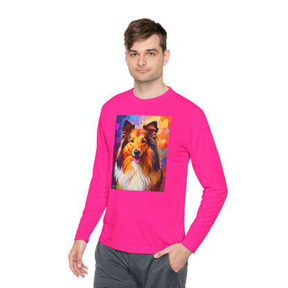 Pup Art Canvas Sport Long Sleeve Tee (Sheltie)