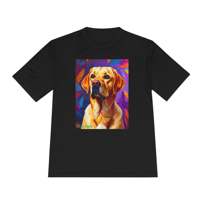 Pup Art Canvas Unisex Moisture Wicking Tee (Yellow Lab)