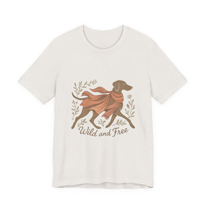 Dogtown Boho Revival "Wild and Free" Unisex Jersey Short Sleeve Tee (Weimaraner)