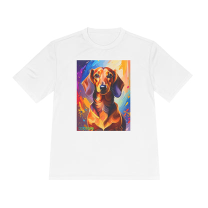 Pup Art Canvas Unisex Moisture Wicking Tee (Dachshund)