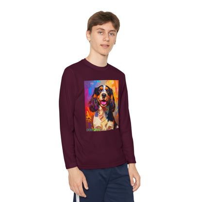 Pup Art Canvas - Kid's Sport Long Sleeve Tee (English Springer Spaniel)
