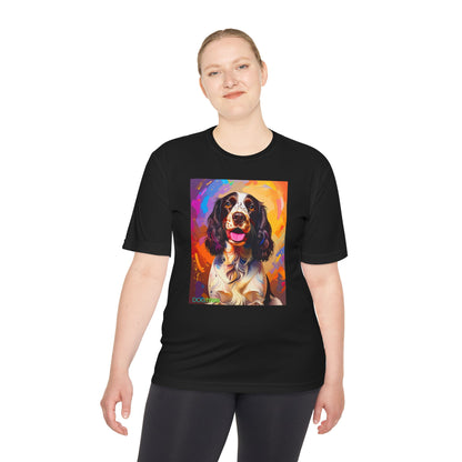 Pup Art Canvas Unisex Moisture Wicking Tee (English Springer Spaniel - 3)
