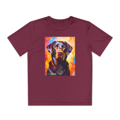 Pup Art Canvas - Kid's Sport Short Sleeve Tee (Chocolate Lab)