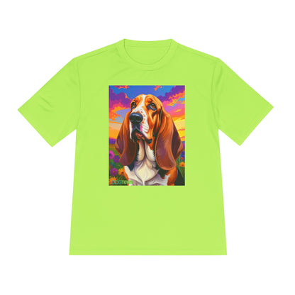 Pup Art Canvas Unisex Moisture Wicking Tee (Basset Hound)