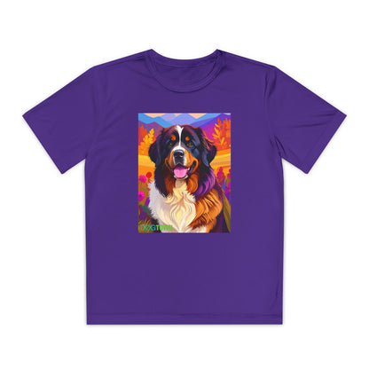 Pup Art Canvas - Kid's Sport Short Sleeve Tee (Bernese Mountain Dog)