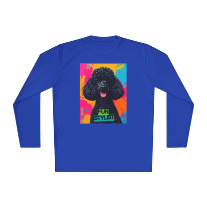 Dogtown Fur Stylist Groomer Long Sleeve Shirt (Colorful with Black Poodle)