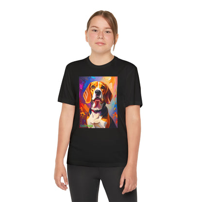 Pup Art Canvas - Kid's Sport Short Sleeve Tee (Beagle)