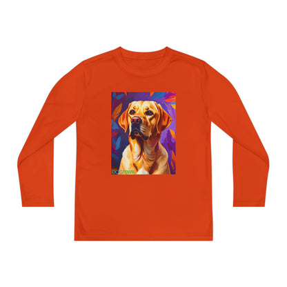 Pup Art Canvas - Kid's Sport Long Sleeve Tee (Yellow Lab)