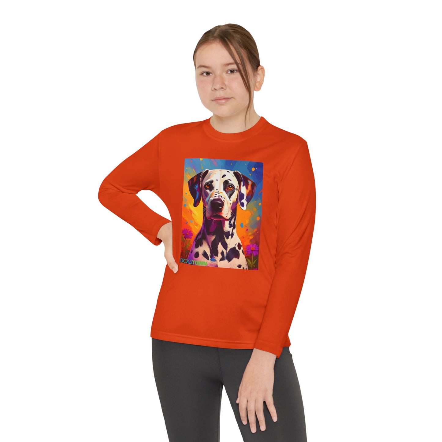 Pup Art Canvas - Kid's Sport Long Sleeve Tee (Dalmatian)