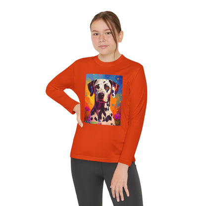 Pup Art Canvas - Kid's Sport Long Sleeve Tee (Dalmatian)