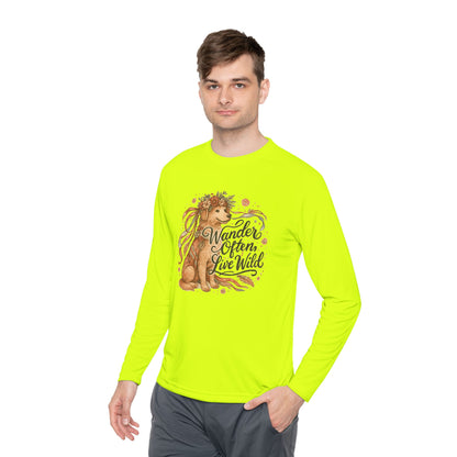 Dogtown Boho Revival "Wander Often, Live Wild" Polyester Sport Long Sleeve Tee (Golden Retriever)