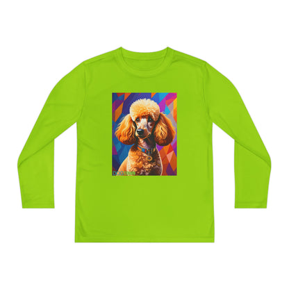 Pup Art Canvas - Kid's Sport Long Sleeve Tee (Toy Poodle)