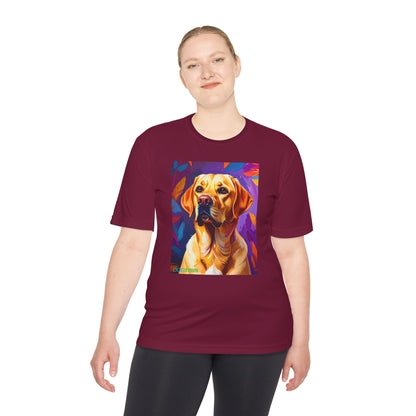 Pup Art Canvas Unisex Moisture Wicking Tee (Yellow Lab)