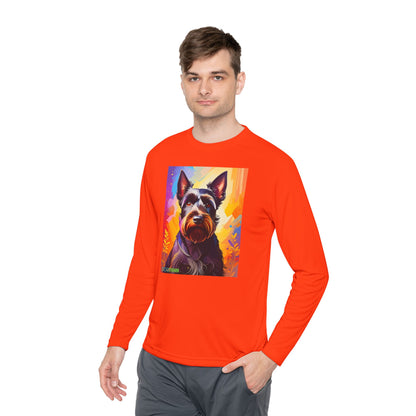 Pup Art Canvas Sport Long Sleeve Tee (Scottish Terrier)