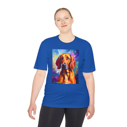 Pup Art Canvas Unisex Moisture Wicking Tee (Redbone Coonhound)