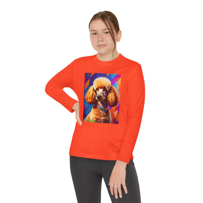 Pup Art Canvas - Kid's Sport Long Sleeve Tee (Toy Poodle)