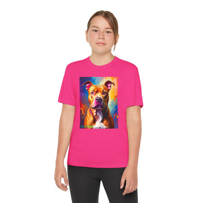 Pup Art Canvas - Kid's Sport Short Sleeve Tee (Pit Bull)