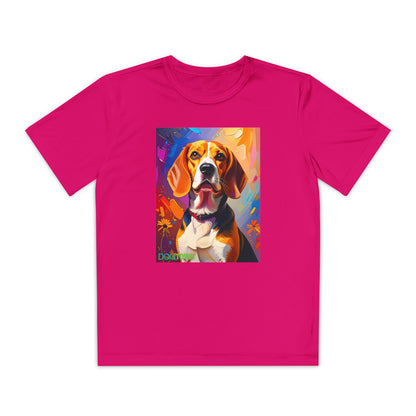 Pup Art Canvas - Kid's Sport Short Sleeve Tee (Beagle)