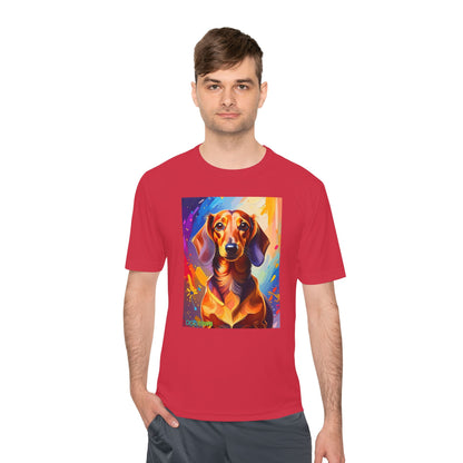 Pup Art Canvas Unisex Moisture Wicking Tee (Dachshund)