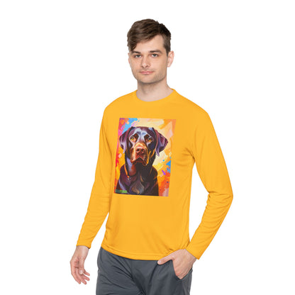 Pup Art Canvas Sport Long Sleeve Tee (Chocolate Lab)