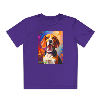 Pup Art Canvas - Kid's Sport Short Sleeve Tee (Beagle)