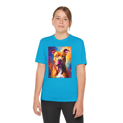 Pup Art Canvas - Kid's Sport Short Sleeve Tee (Pit Bull)