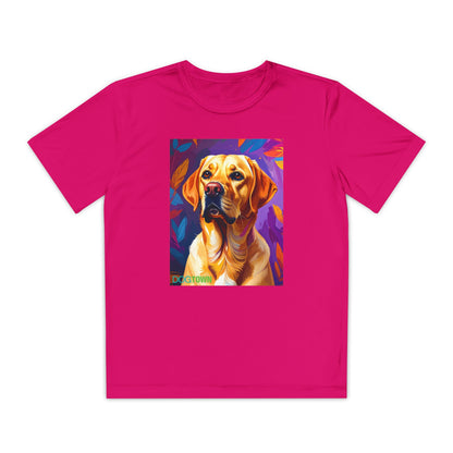 Pup Art Canvas - Kid's Sport Short Sleeve Tee (Yellow Lab)
