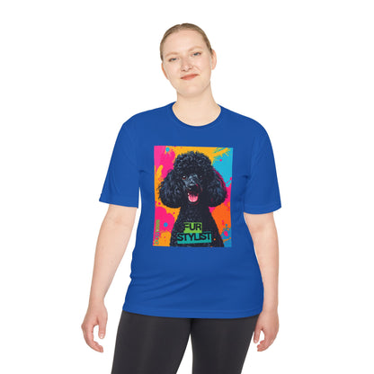 Dogtown Fur Stylist Groomer Short Sleeve Shirt (Colorful with Black Poodle)