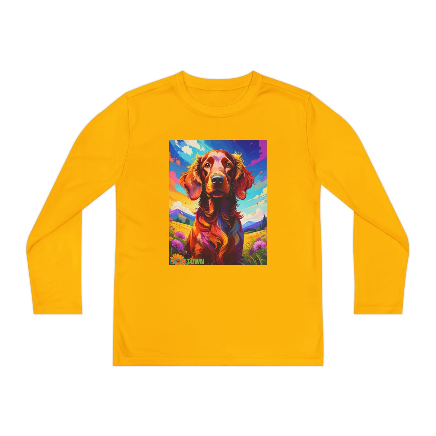 Pup Art Canvas - Kid's Sport Long Sleeve Tee (Irish Setter)