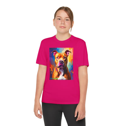 Pup Art Canvas - Kid's Sport Short Sleeve Tee (Pit Bull)