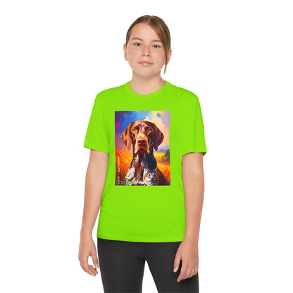 Pup Art Canvas - Kid's Sport Short Sleeve Tee (German Shorthaired Pointer)