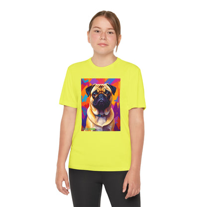 Pup Art Canvas - Kid's Sport Short Sleeve Tee (Pug)