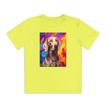 Pup Art Canvas - Kid's Sport Short Sleeve Tee (Weimaraner)