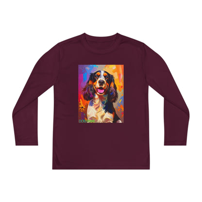 Pup Art Canvas - Kid's Sport Long Sleeve Tee (English Springer Spaniel)