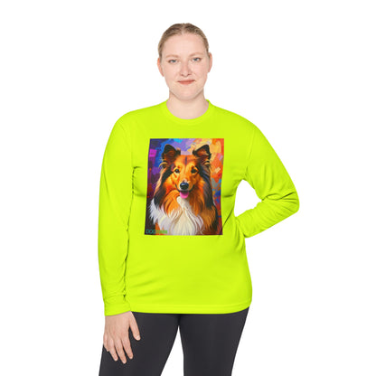 Pup Art Canvas Sport Long Sleeve Tee (Sheltie)