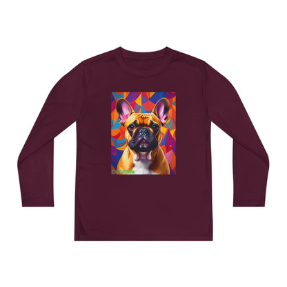 Pup Art Canvas - Kid's Sport Long Sleeve Tee (French Bulldog)