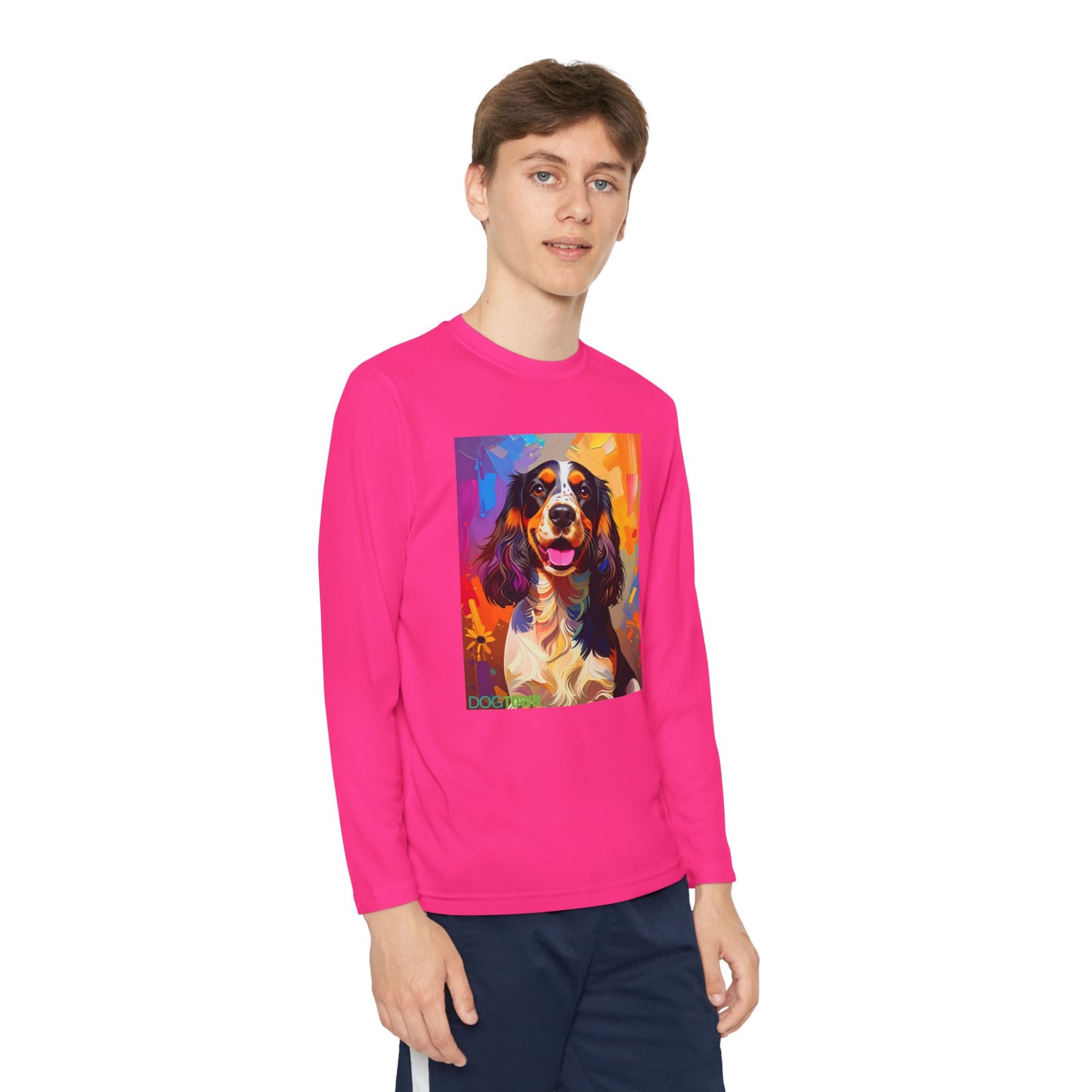 Pup Art Canvas - Kid's Sport Long Sleeve Tee (English Springer Spaniel)