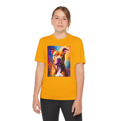 Pup Art Canvas - Kid's Sport Short Sleeve Tee (Pit Bull)