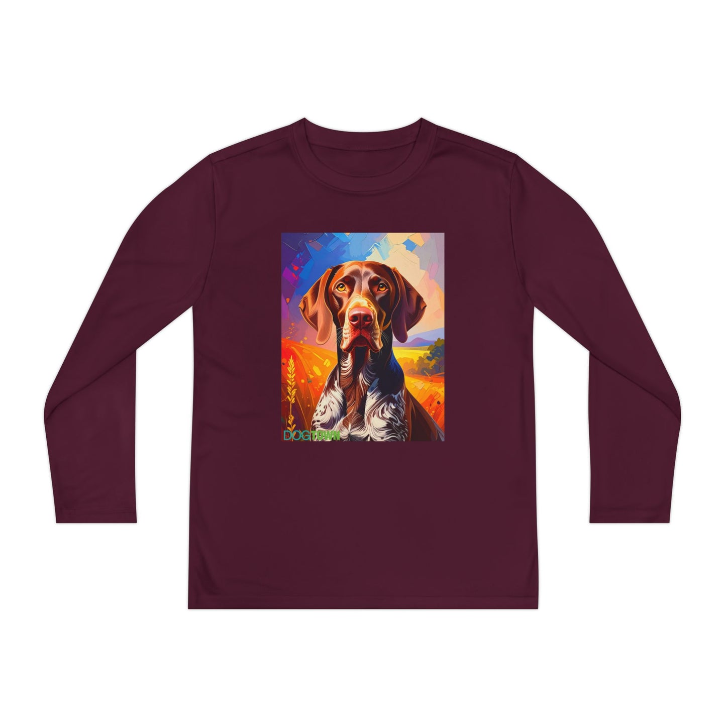 Pup Art Canvas - Kid's Sport Long Sleeve Tee (German Shorthaired Pointer)