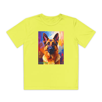 Pup Art Canvas - Kid's Sport Short Sleeve Tee (German Shepherd)