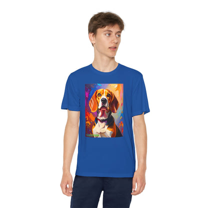 Pup Art Canvas - Kid's Sport Short Sleeve Tee (Beagle)