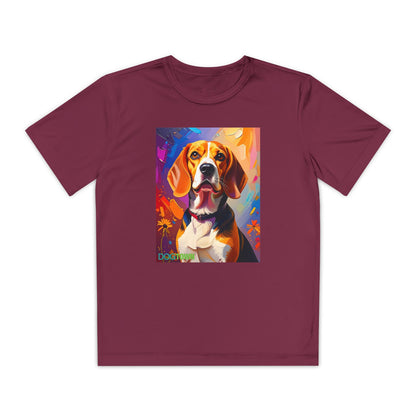 Pup Art Canvas - Kid's Sport Short Sleeve Tee (Beagle)