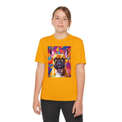 Pup Art Canvas - Kid's Sport Short Sleeve Tee (French Bulldog)