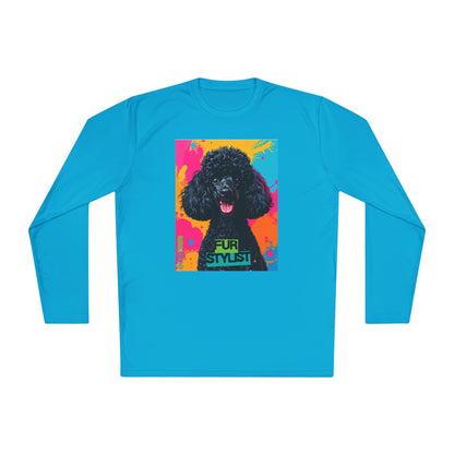 Dogtown Fur Stylist Groomer Long Sleeve Shirt (Colorful with Black Poodle)