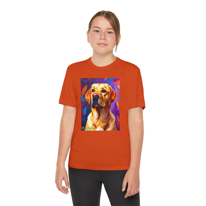 Pup Art Canvas - Kid's Sport Short Sleeve Tee (Yellow Lab)