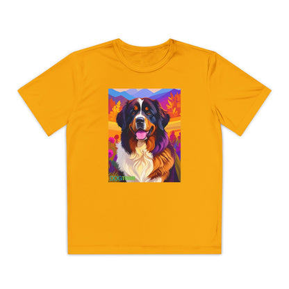 Pup Art Canvas - Kid's Sport Short Sleeve Tee (Bernese Mountain Dog)